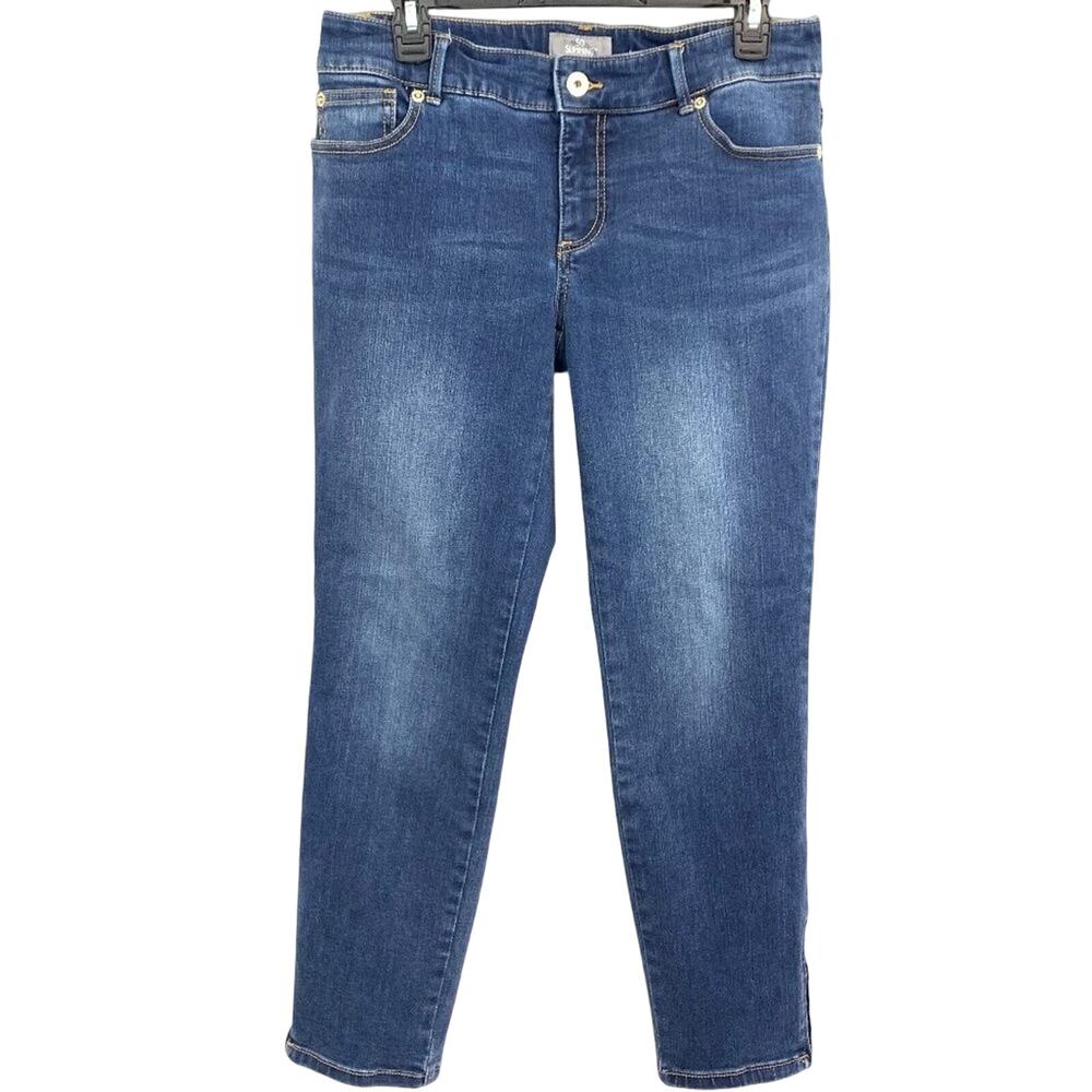 Chicos So Slimming Womens Distressed Blue Zip Fly Skinny Mid Rise Jeans 0 / 4